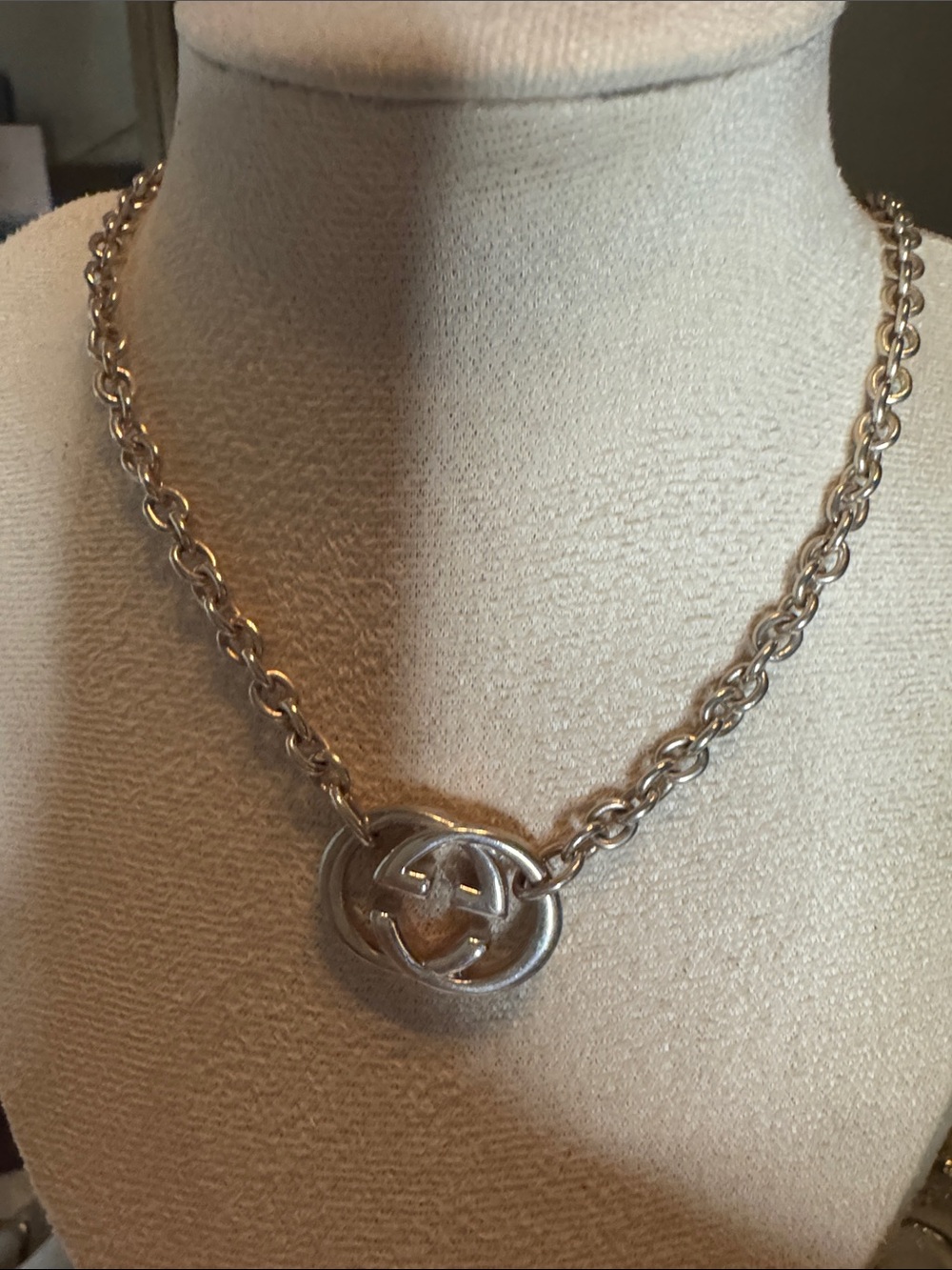 Gucci Sterling Silver GG Necklace EUC